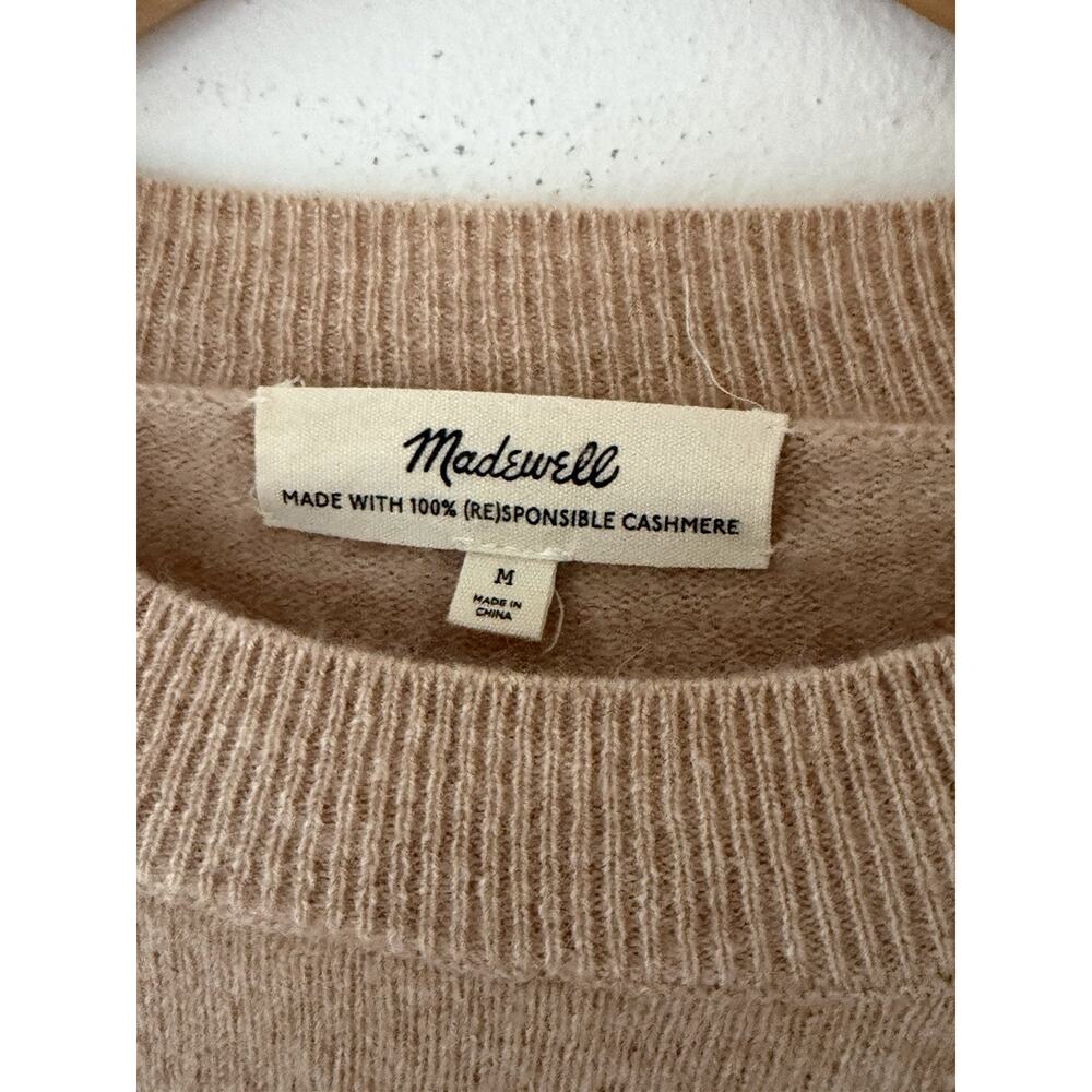 Madewell 100% Cashmere Crewneck Oversized Sweater Tan Size Medium $148 - Picture 3 of 5